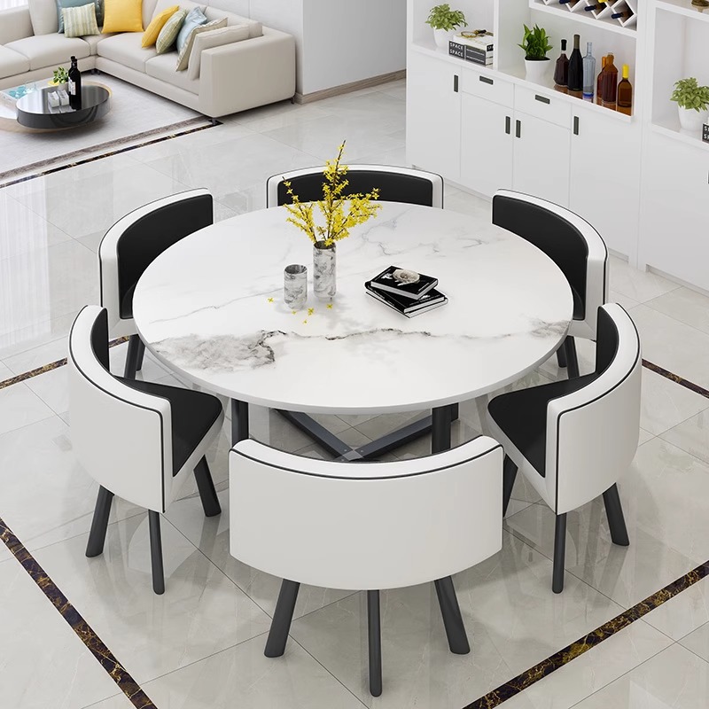 Store reception desk and chairs