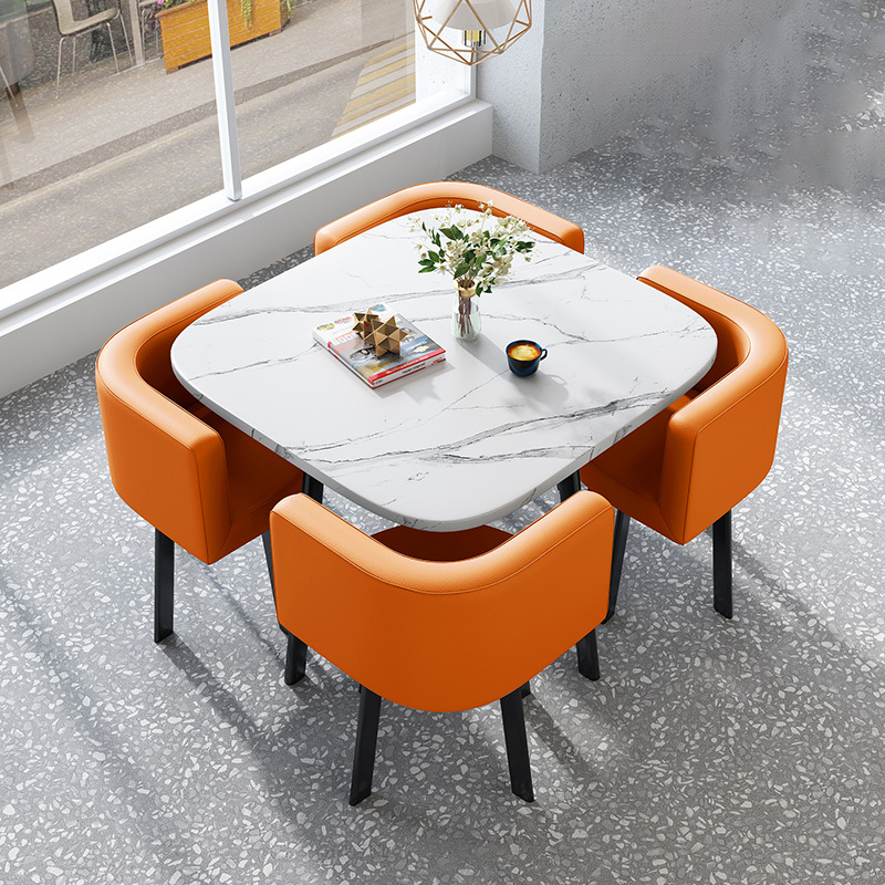 Store reception desk and chairs